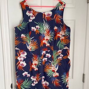 Talbots Blue Multicolored Tropical Print Dress